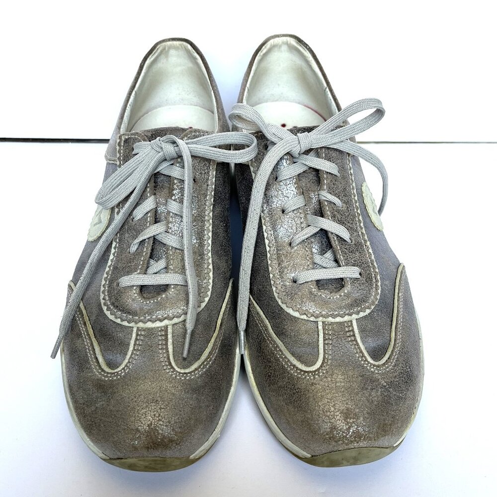 MEPHISTO Yael Leather Lace Up Sneakers US 9.5 Sparkly Gold Metallic